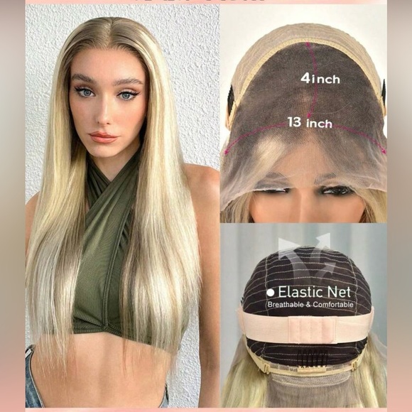 Honey Blonde (P18/613), 13by4 Lace 100%HUMAN Hair, 22inches/180%DENSITY PAID 240